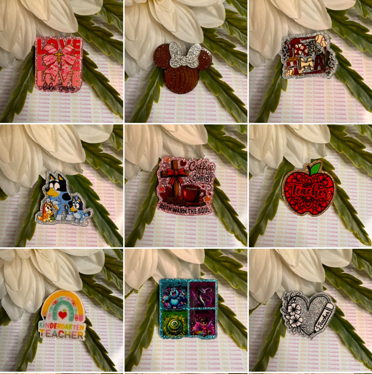 ACRYLIC FLACKBACKS & ACRYLIC BEAD FOCAL